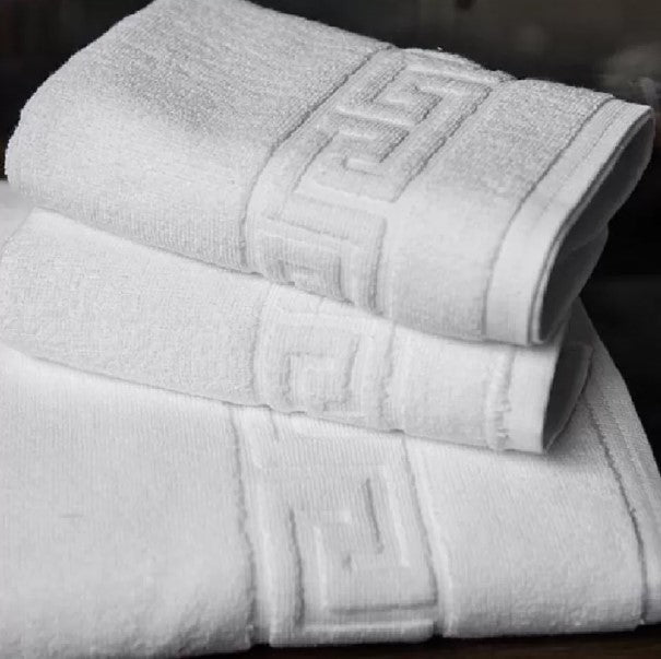 Set 12 Prosoape hoteliere din 100% bumbac pieptanat ,500 g/mp , 50x90cm, model greek border